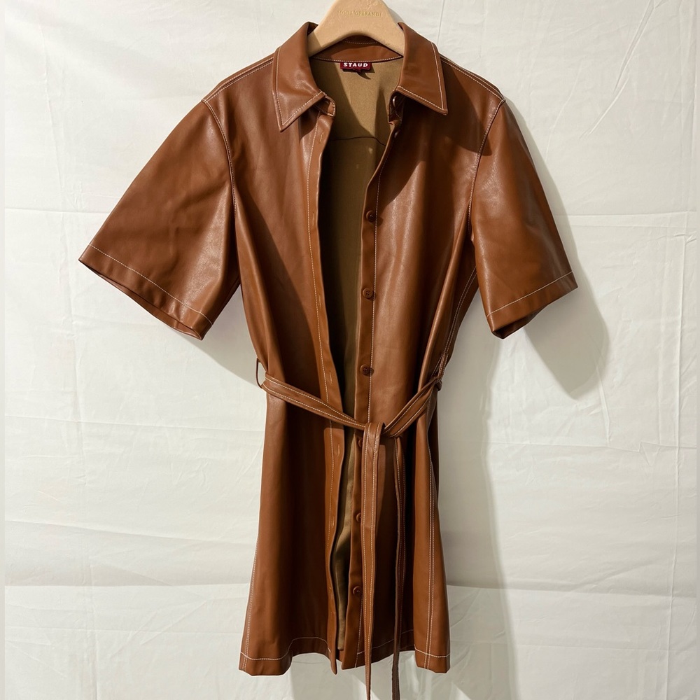 Staud brown leather dress size M